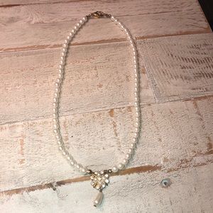 Faux Pear Diamond Necklace